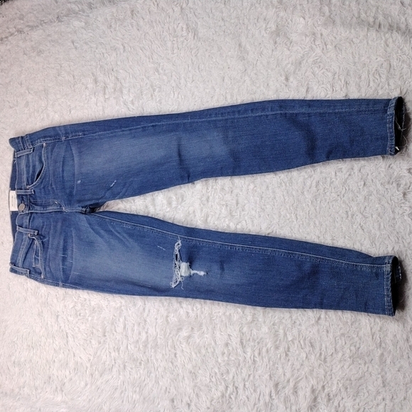 Mcguire Blue Medium Wash Five Pocket Mid Rise Distressed Skinny Jeans - Picture 2 of 15